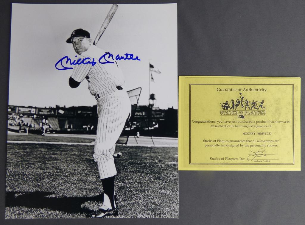 Mickey Mantle Signed Baseball Photograph w/ COA (1 of 4)