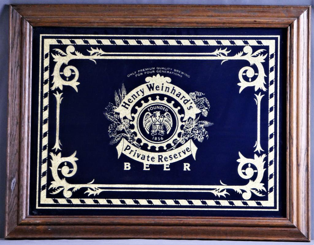 Henry Weinhard's Beer Advertising Mirror: Vintage advertising mirror for Henry Weinhard's Private Reserve Beer. 22" x 28". In excellent condition.