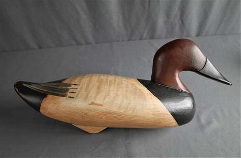 Steven R Lay Signed Vintage Wood Carved Duck Decoy: Signed by artist Steven R. Lay - vintage Canvas-back wooden duck decoy. Hand painted. Measures 16.5" long - in great vintage condition. Super sought-after collectors item!