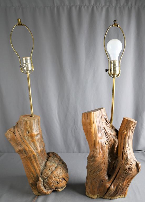 Vintage Rootwood Table Lamp Pair (1 of 5)