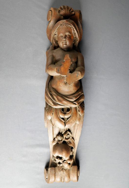Large Antique Carved Wooden Cherub Wall Hanging (1 of 6)