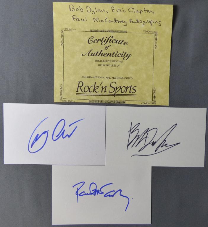 Bob Dillan, Eric Clapton, Paul McCartney Autograph (1 of 5)