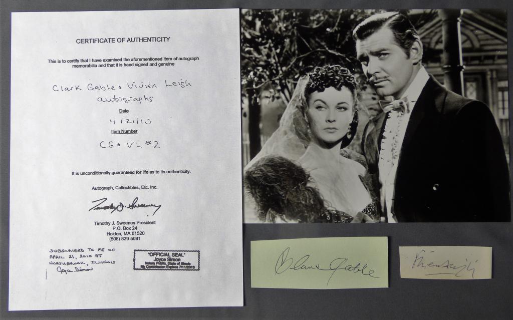 Clark Gable & Vivien Leigh Autographs with COA (1 of 5)