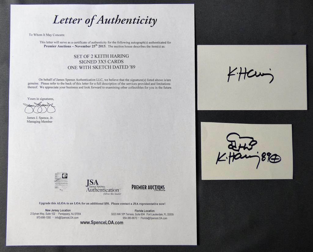 Keith Haring Signed Card & Sketch Drawing w/ COA (1 of 4)