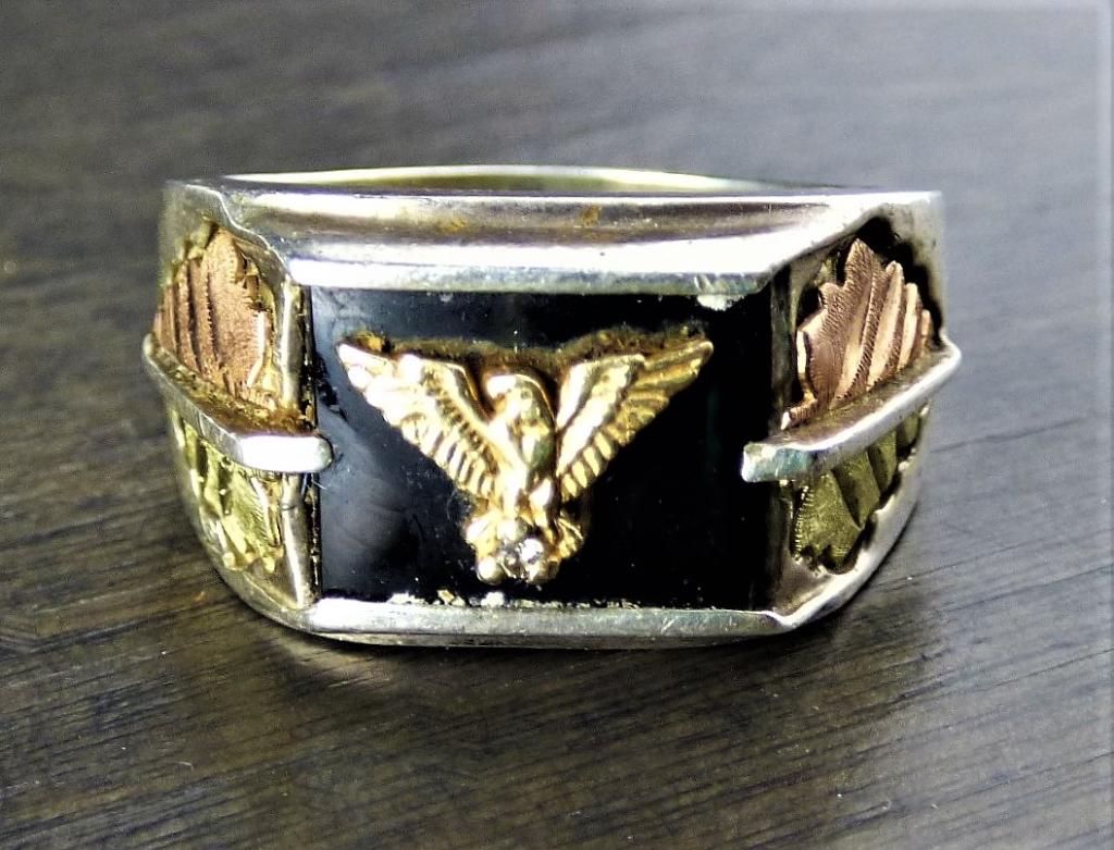 Sterling Silver Mens Signet Ring with Eagle (1 of 6)