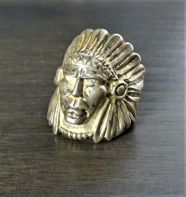 Sterling Silver Indian Chief Head Ring (1 of 4)