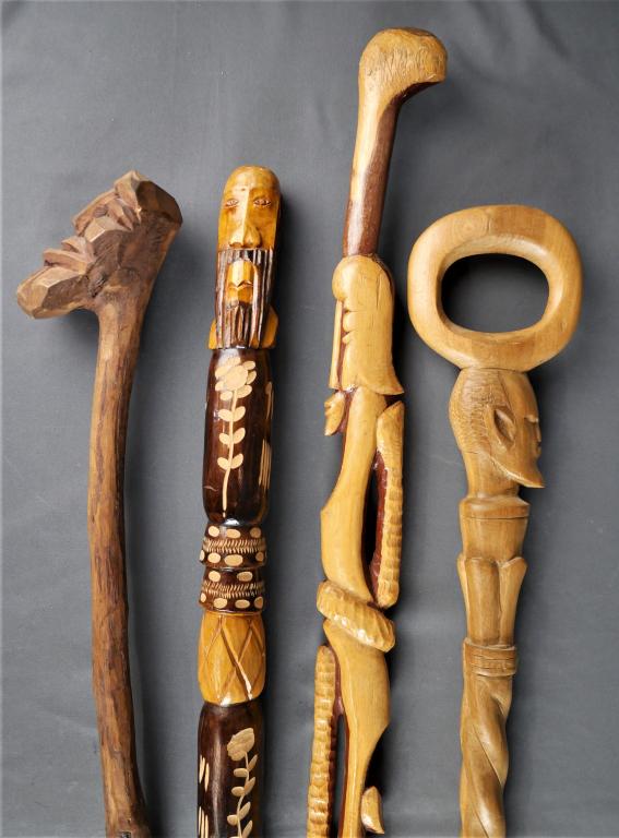 Group of Vintage Tribal Hand Carved Wood Canes (1 of 3)