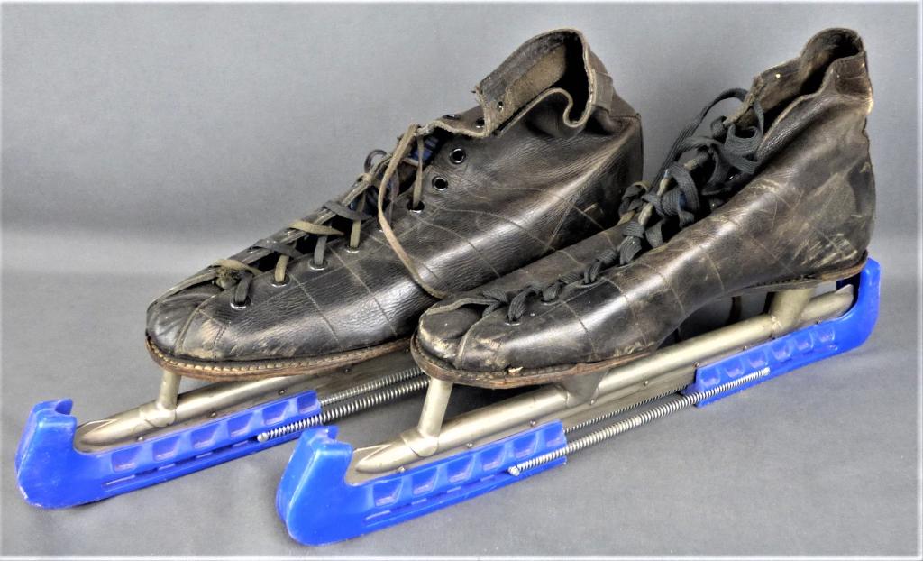Vintage Leather Ice Skates w/Blade Protectors- 60s (1 of 8)