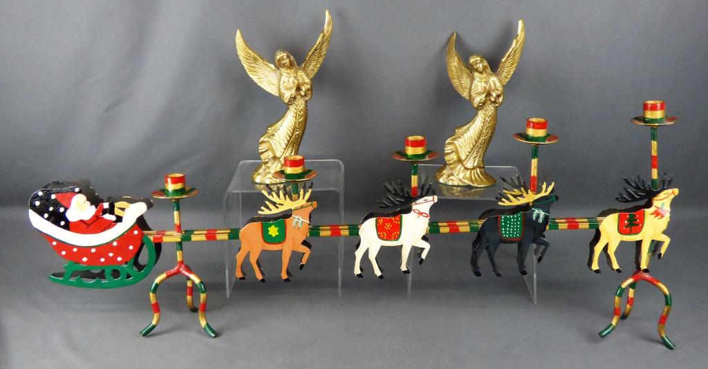 Christmas Santa & Reindeer Candleabra + 2 Angels (1 of 7)