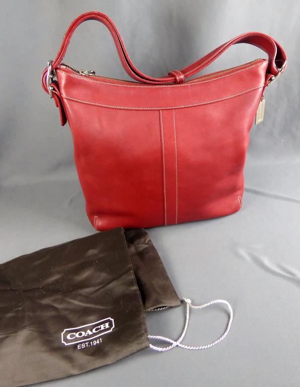 Coach Red Leather Ladies Handbag/ Tote/ Purse (1 of 7)