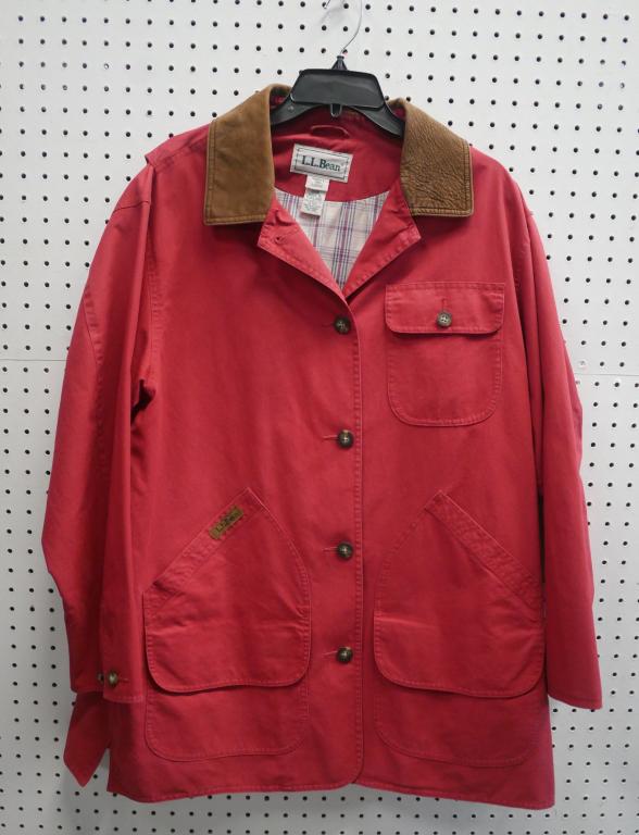 VTG LL BEAN Red Coat Jacket Womens Leather Collar (1 of 5)