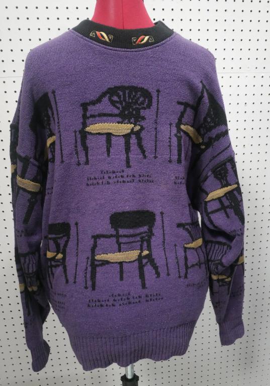 Retro Carlo Colucci Mens Sweater- Armchairs Patter: Vintage Carlo Colucci Mens Sweater. Made in W Germany. Size-52. Condition: Good