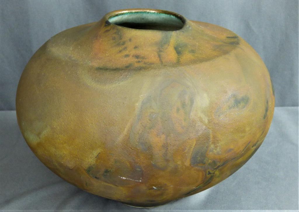 Tony Evans Brutalist Raku Art Pottery Vase- Signed (1 of 4)