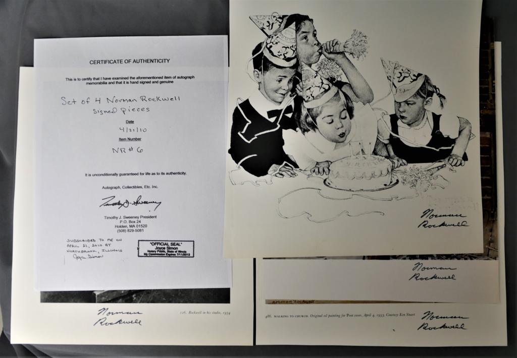 Four Norman Rockwell Signed Art Prints with COA (1 of 10)