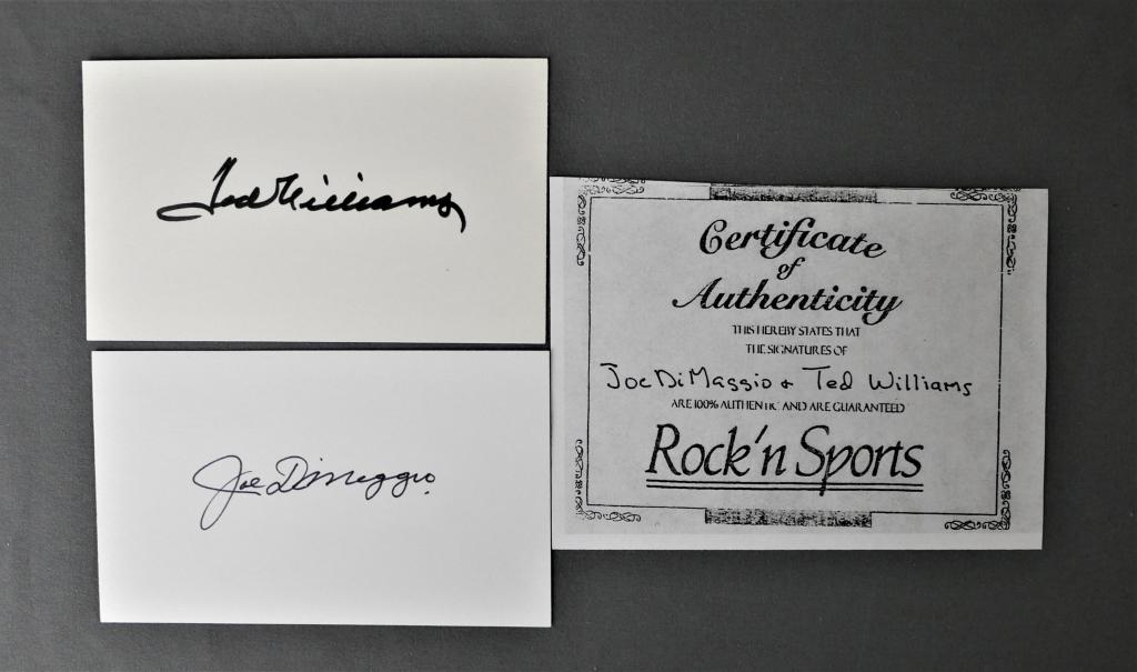 Joe DiMaggio & Ted Williams Autographs- COA (1 of 3)