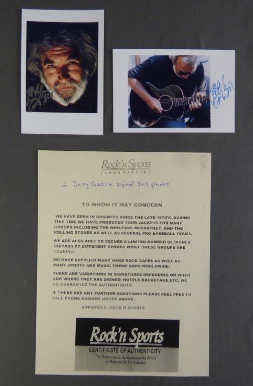 Jerry Garcia Two Signed 3x5 Photographs w/ COA (1 of 5)