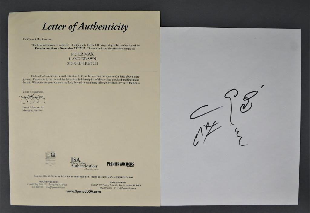 Peter Max Signed Sketch w/ COA (1 of 3)