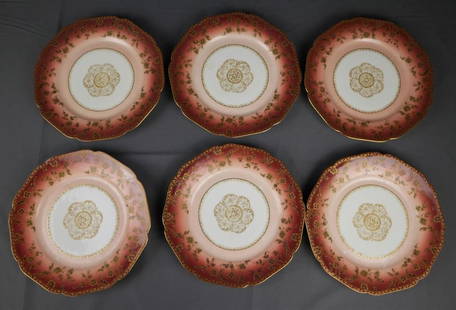 Antique Haviland Limoges Red/ Gold Dinner Plates: Set of 6 Antique Haviland Limoges Red/ Gold Dinner Plates. Measure 9 1/2" in dimeter. Condition: Good Lot Was Passed