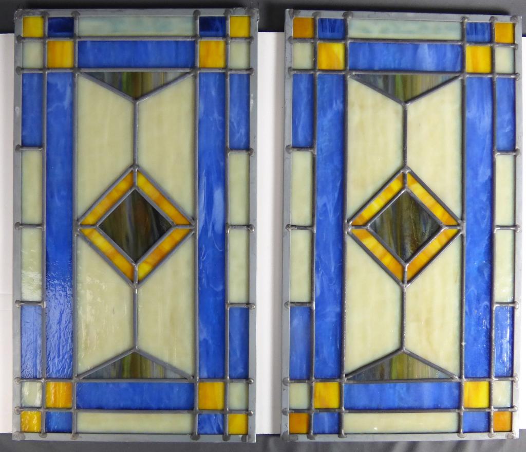 Pair of Colorful Stained Glass Wall Art Panels (1 of 2)