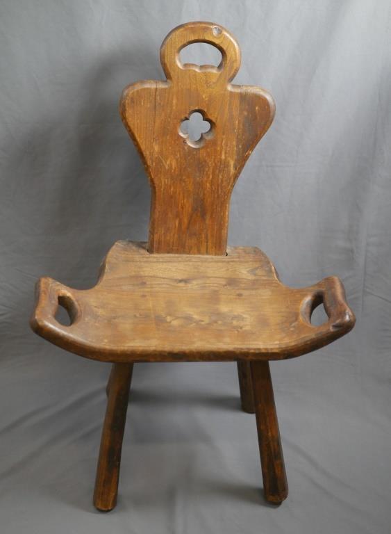 Antique European Wood Carved Birthing Chair: Antique European Wood Carved Birthing Chair. Measures 30" high. Condition: Good