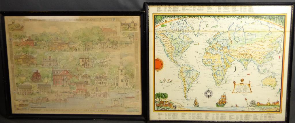 Vintage Wall Art Maps- World and Newport (1 of 7)
