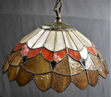 Vintage Slag Glass Shade Ceiling Lighting Fixture: Vintage Slag Glass Ceiling Lighting Fixture. 12" tall and 17" in diameter. Condition: Good