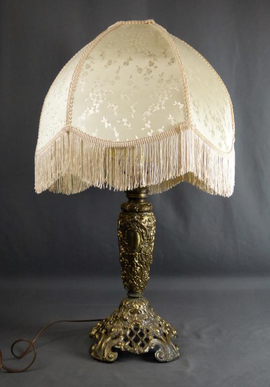 Vintage Brass Table Lamp on Ornate Stand (1 of 6)