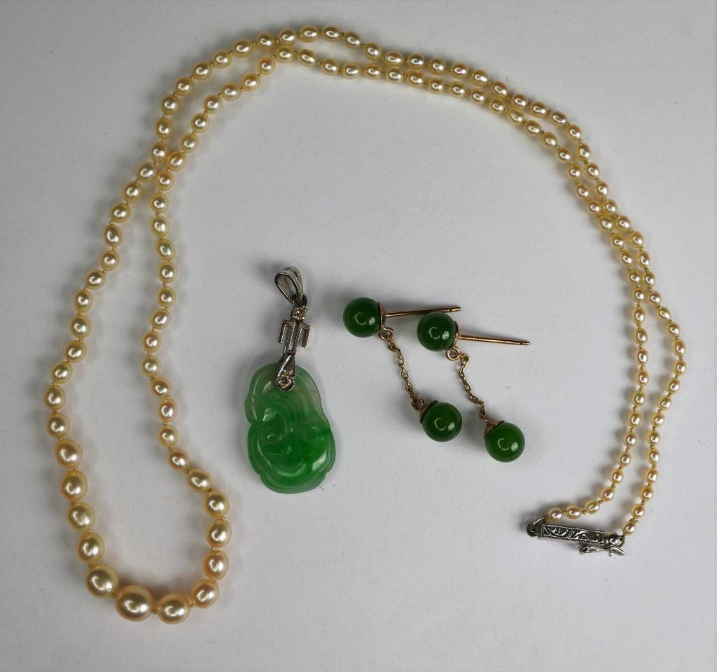 14k Gold Jewelry -Jade, Diamond, Pearls (1 of 9)