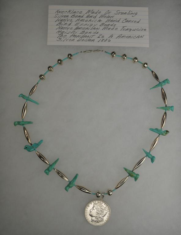 XL Sterling, Turquoise &  Silver Dollar Necklace (1 of 6)