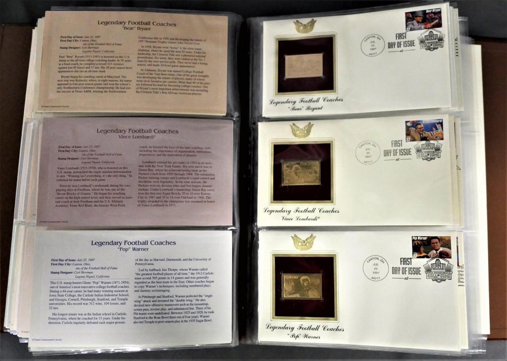 Two Binders Golden Replicas of United States Stams: Two large binders of "Golden Replicas of United States Stamps" - proof replicas on a gleaming surface of 22k gold. Condition: Good