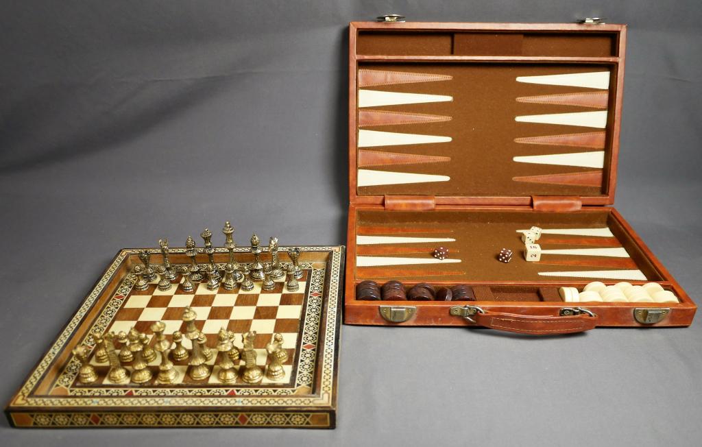 Vintage Chess & Backgammon Games Pair (1 of 6)