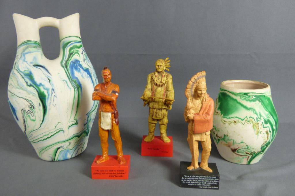 Nemadji Native Amrican Pottery Vases & Indian Figu (1 of 9)