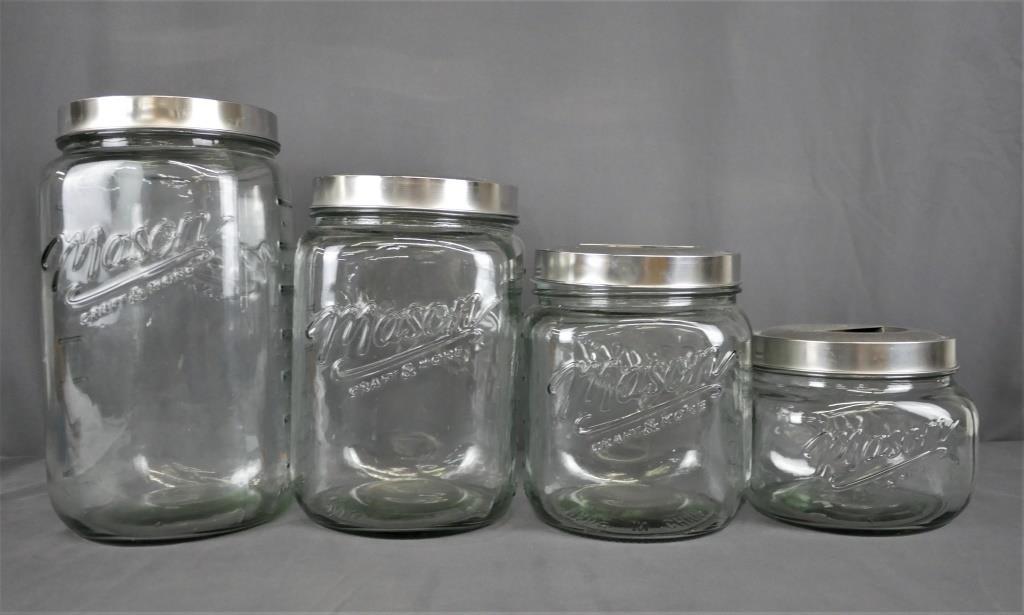 Large Mason 4 pcs Glass Canister/ Jar Set (1 of 4)