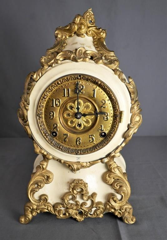 Antique Cast Metal Ornate Mantle Clock (1 of 7)