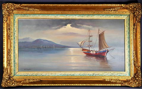 Nikko Sarkis Greek Coast View Oil Painting