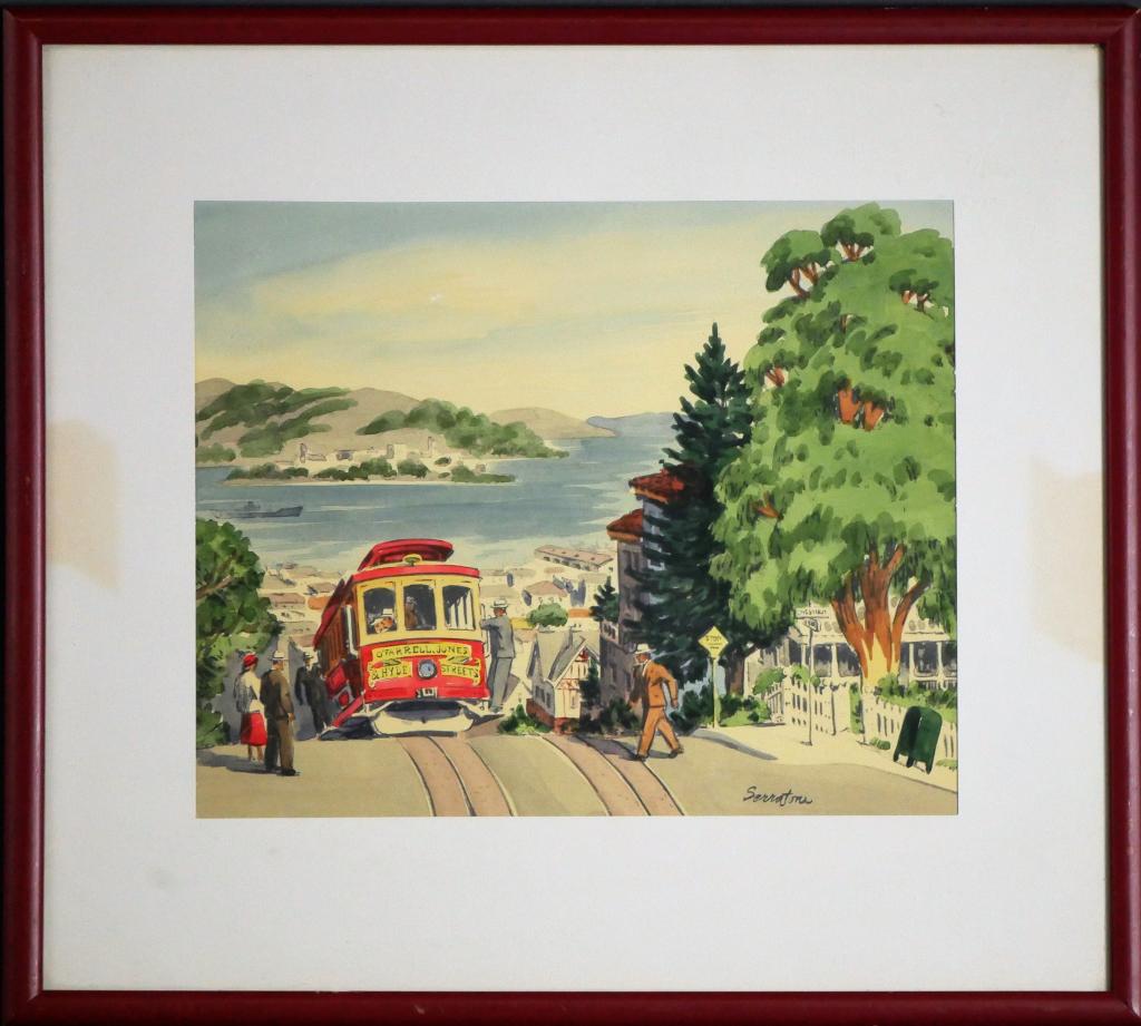 Frank Serratoni San Francisco Scene Watercolor Art (1 of 2)