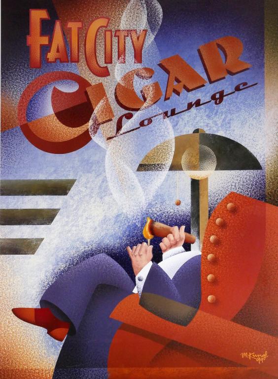 Fat City Cigar Lounge Art Deco Print Michael Kungl