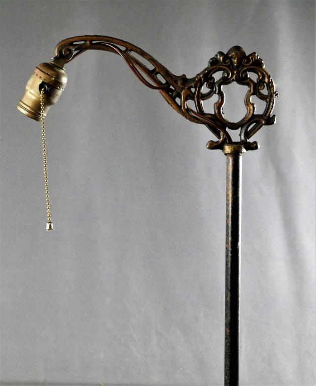 Art Nouveau Bridge Arm Ornate Cast Iron Floor Lamp (1 of 7)