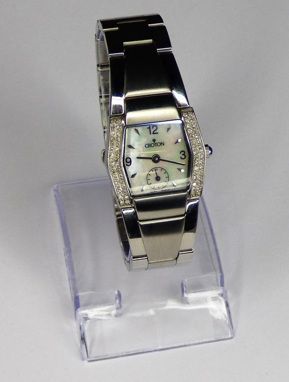 Ladies Croton Diamond Bazel Swiss Made Wrist Watch: Ladies Croton Diamond Bazel Swiss Made Wrist Watch. Good working condition.