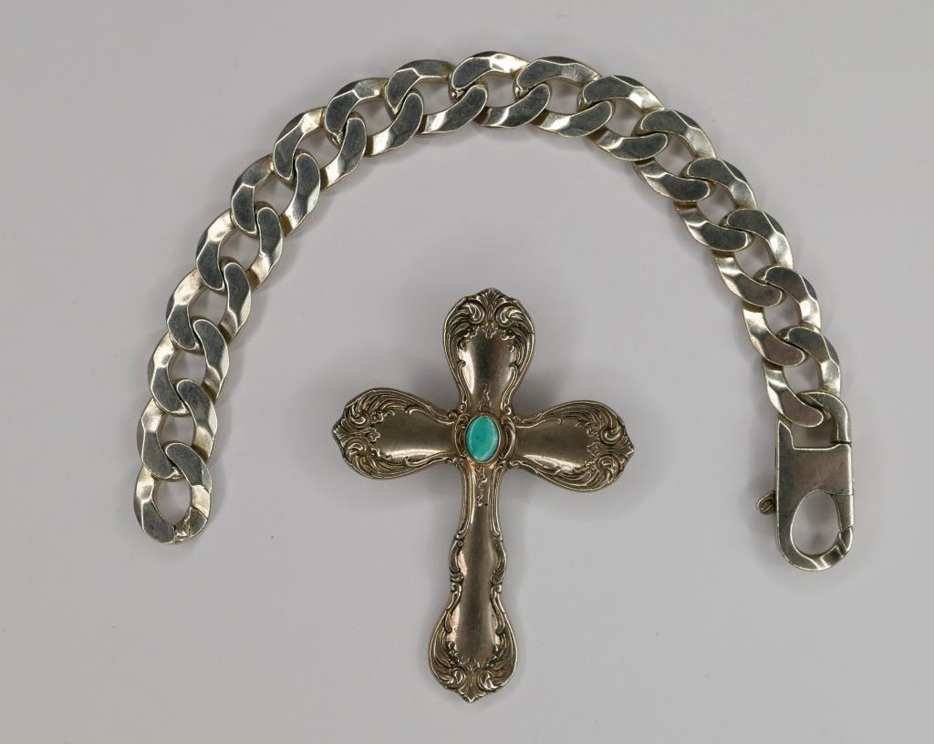 Towle Sterling Silver Cross & Massive Bracelet (1 of 7)