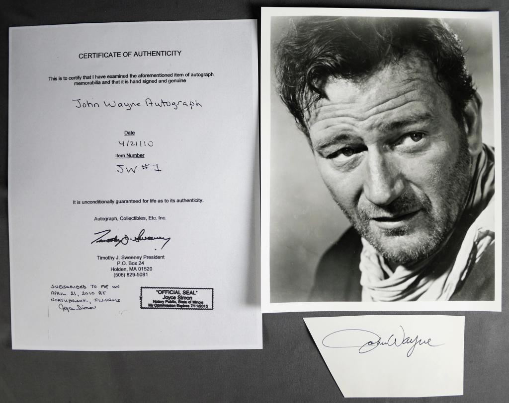 John Wayne Autograph/ Signature with COA (1 of 3)
