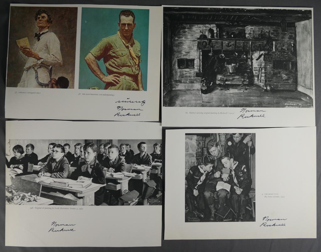 Norman Rockwell 4 Signed Art Book Pages w/ COA (1 of 10)