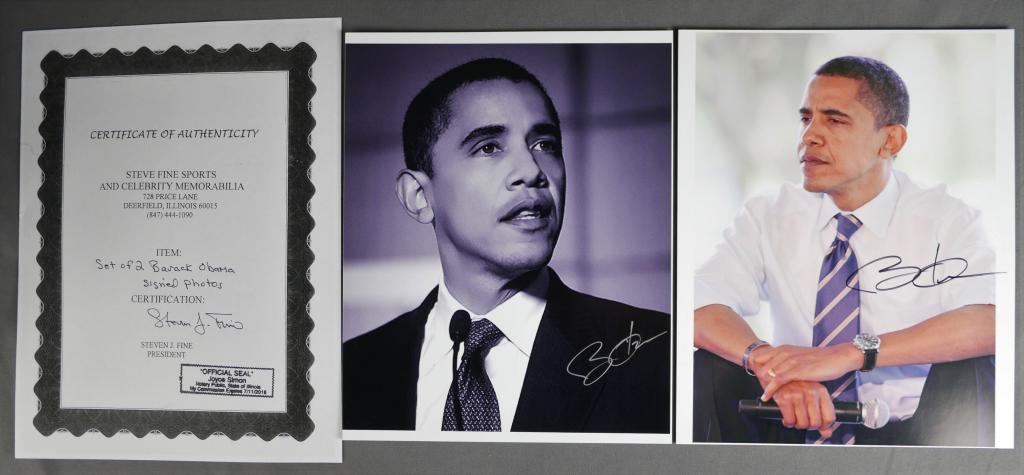 President Barack Obama 2 Signed Photographs COA (1 of 6)