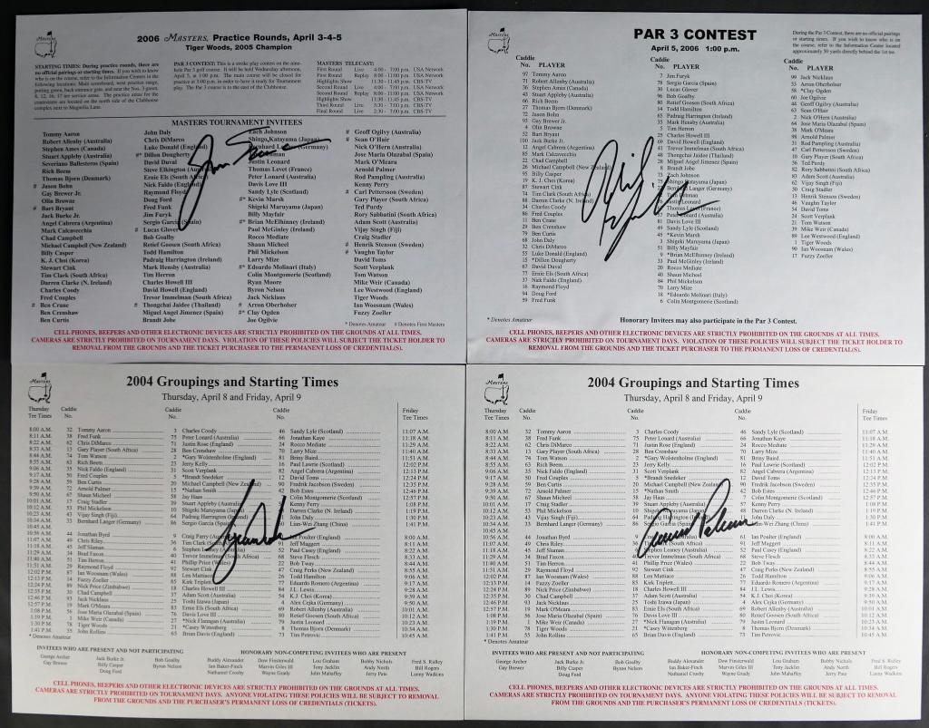 Autographed Masters Golf Score Cards- Woods, Playe (1 of 6)