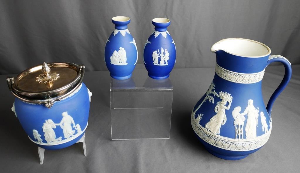 Antique Wedgwood Dark Blue Jasperware Set (1 of 9)