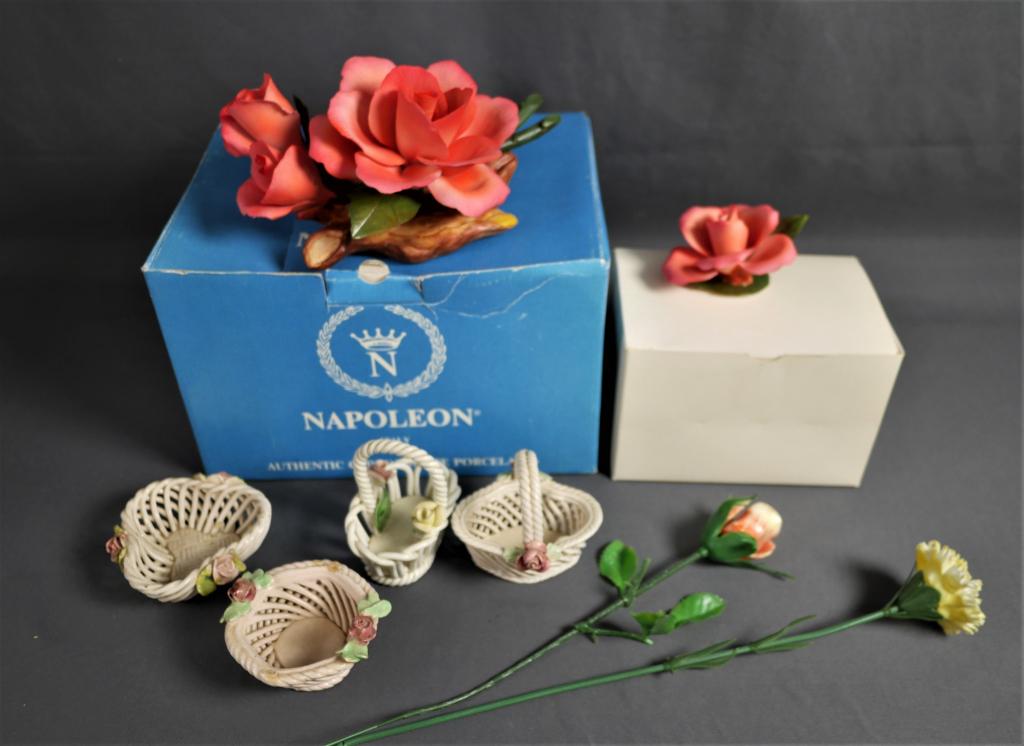 Capodimonte Italian Porcelain Flowers & Rose Basks (1 of 11)