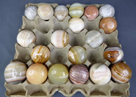 Vintage Genuine Onyx Gear Shift Knobs/ Door Handle: Lot of 20 Vintgae Semi-Precious Onyx Door Pulls/ Handles/ Gear Shift Knobs. Hand Crafted from Semi-precious Onyx Stone and polished to a brilliant sheen. Variety of swirling colors. Condition: