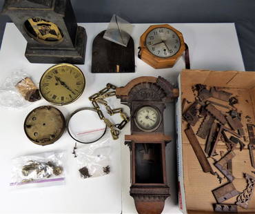 Antique Clocks & Parts: Lotof Antique Clocks and Parts. All are in as found condition, for repair or for parts