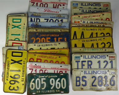 Lot of Vintage Illinois Automobile Licence Plates: Lot of Vintage Illinois Automobile Licence Plates. Condition: Used