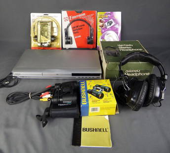 Vintage Electornics- Sony Headphones, Toshiba DVD: Vintage Electornics- Sony DR-9 Stereo Headphones, Toshiba DVD Player, Bushnell PowerView Binoculars; Smart Digital Mini Camera; GE Stereo Cassette Player, etc... Condition: Mostly unused in 